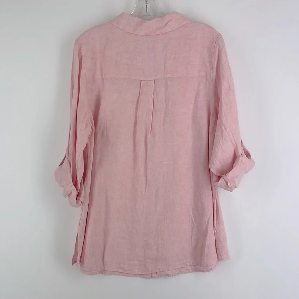 Charter Club 100% Linen Light Pink Button Up Shirt - Picture 4 of 5